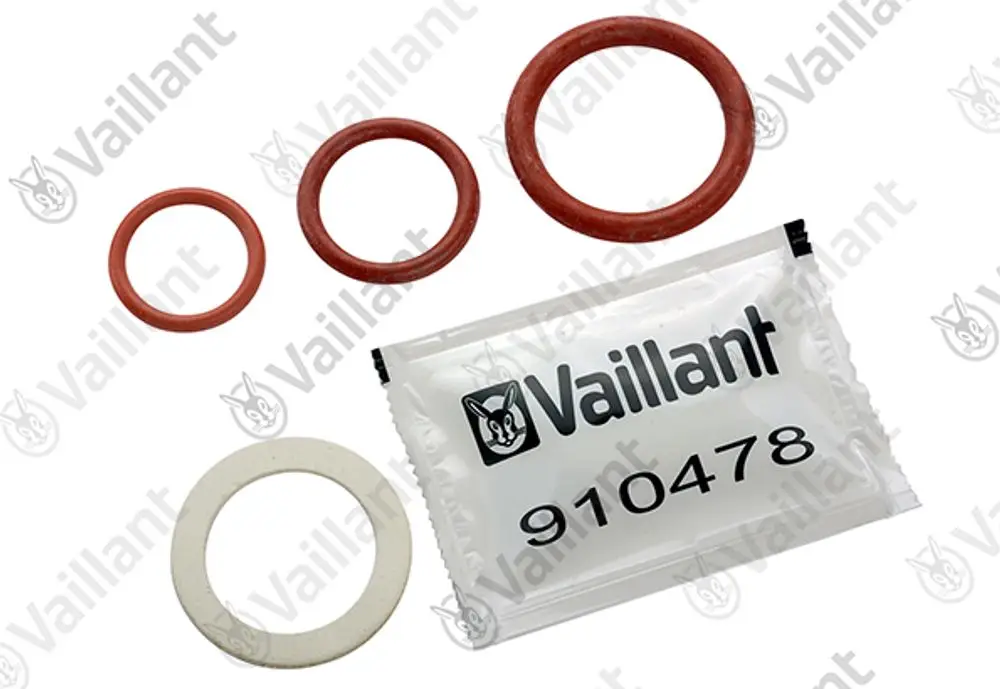 Dichtungsset bestehend aus mehreren O-Ringen und einem Beutel, hergestellt von Vaillant, geeignet für Gasanschlüsse.